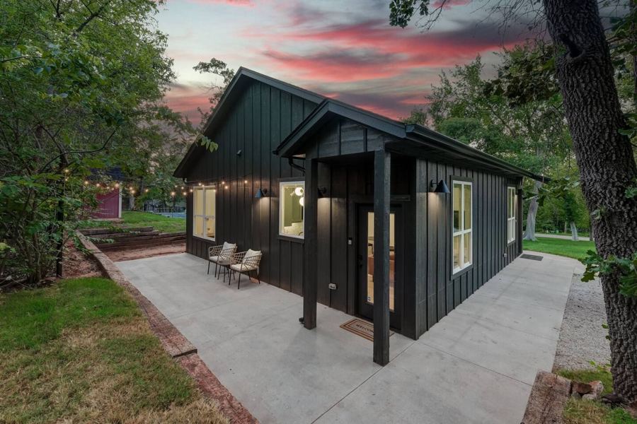 Twilight photo of a Landrun home